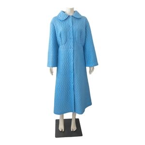 VTG 70's Volup Blue Quilted Maxi Robe